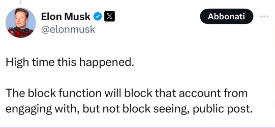 L'intervento di Elon Musk su X