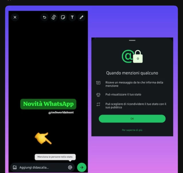 La nuova funzione di WhatsApp - post di Techworldaleant